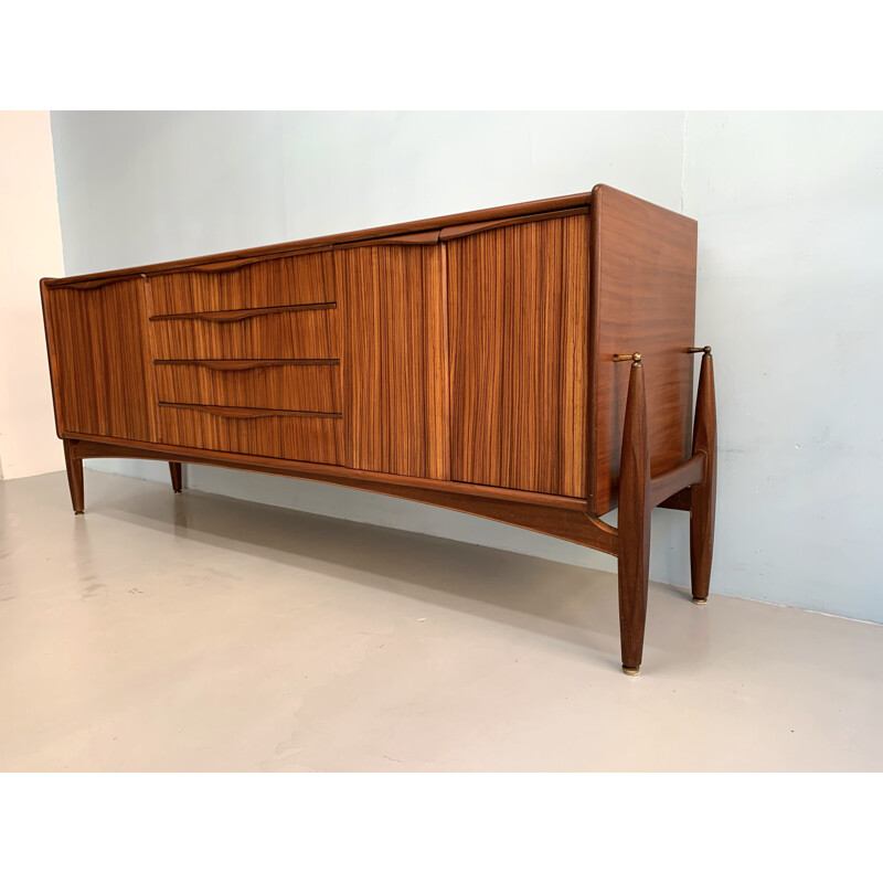 Vintage sideboard teak by Zebrano wood.