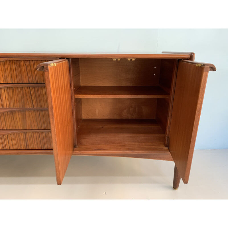 Vintage sideboard teak by Zebrano wood.