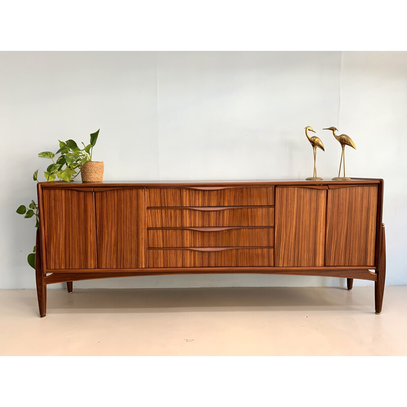 Vintage sideboard teak by Zebrano wood.