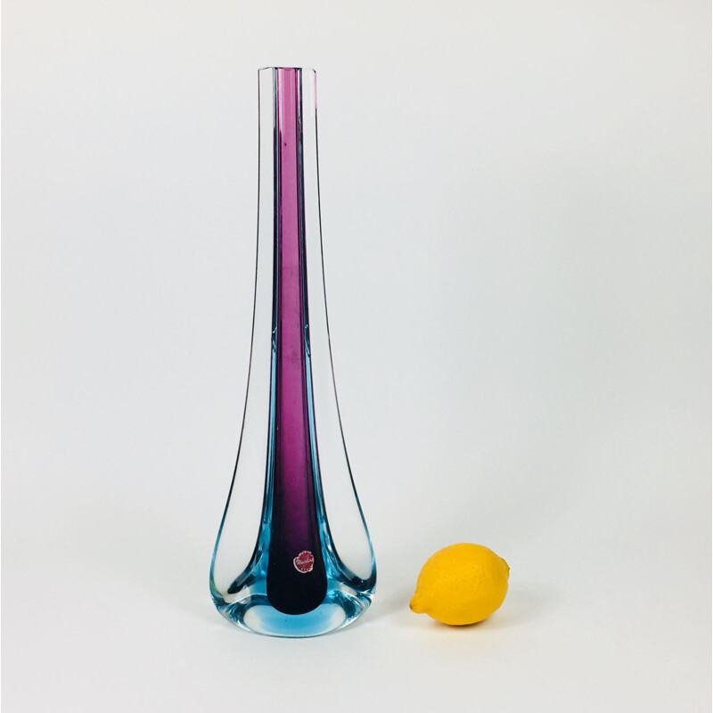 Vase Vintage en verre de Murano par Flavio Poli pour Seguso 1960