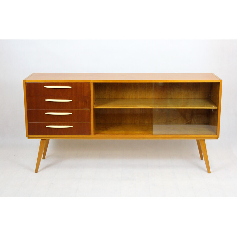 Vintage birch and mahogany sideboard, Czechoslovakia 1960