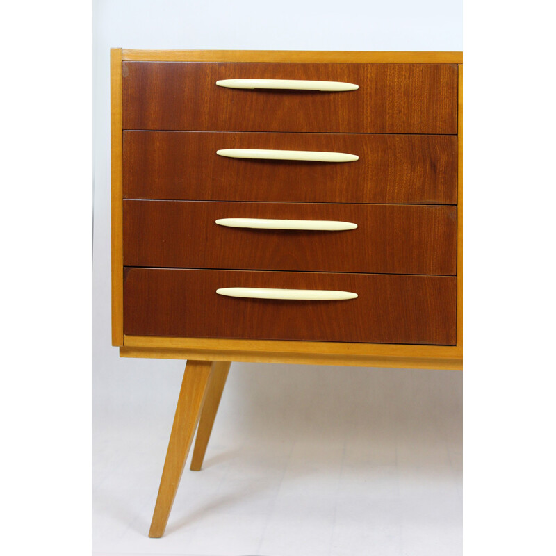 Credenza vintage in betulla e mogano, Cecoslovacchia 1960