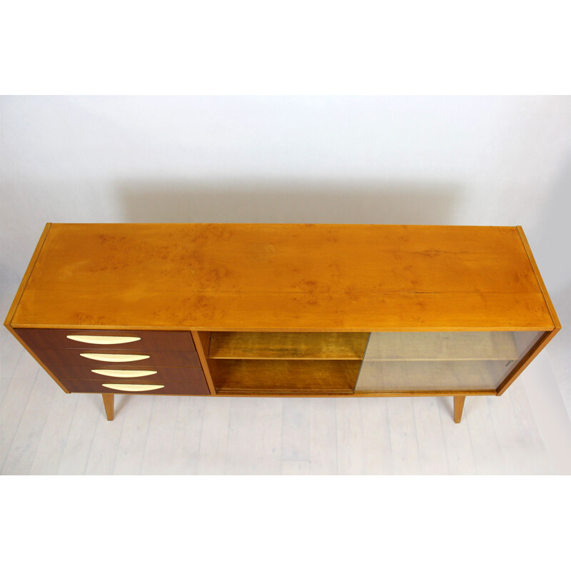 Vintage birch and mahogany sideboard, Czechoslovakia 1960