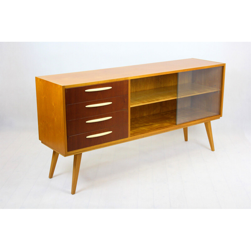 Vintage birch and mahogany sideboard, Czechoslovakia 1960