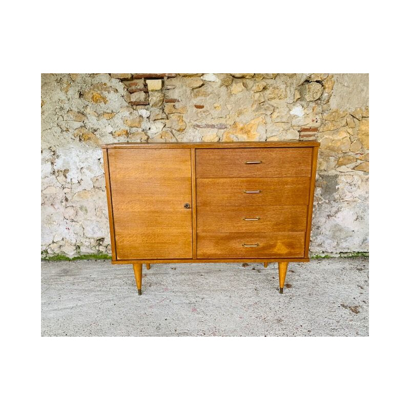 Vintage 4 drawers and 1 door chest 1960