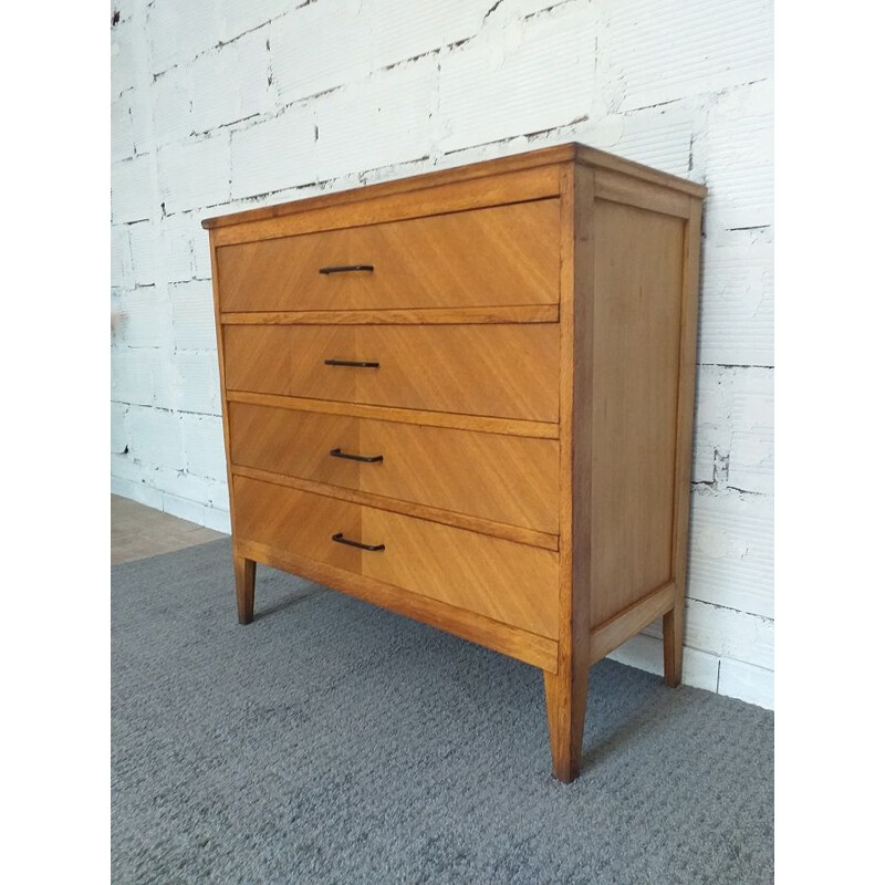 Vintage oak veneered chest of drawers 1950 