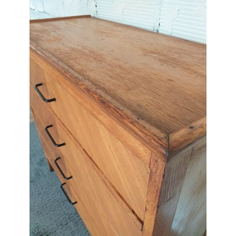 Vintage oak veneered chest of drawers 1950 