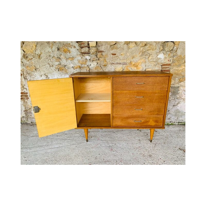 Vintage 4 drawers and 1 door chest 1960