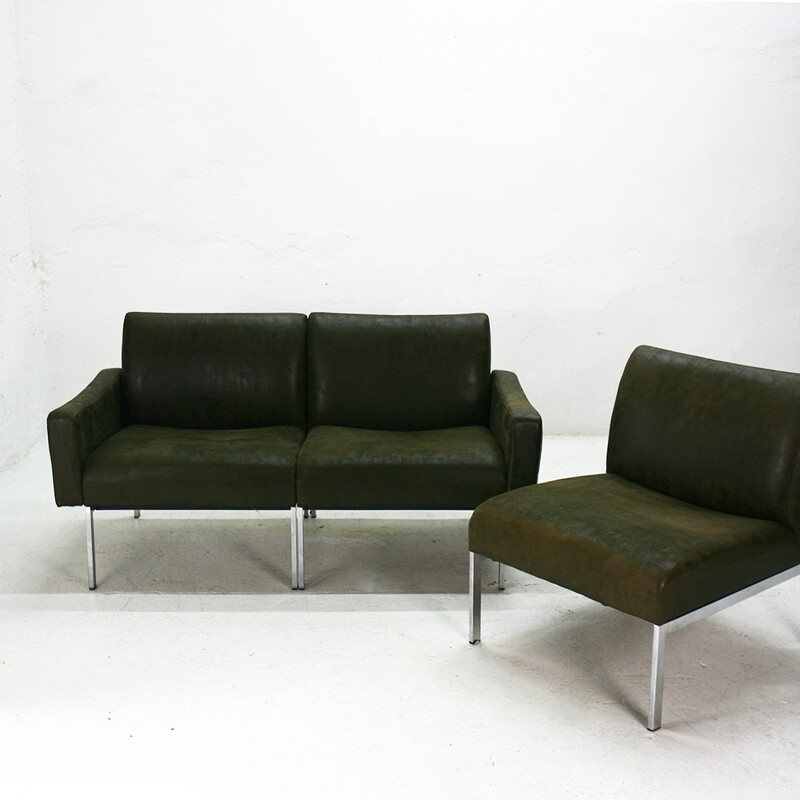 German modular greyish green 2 or 3-seater sofa - 1960s