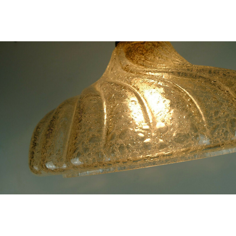 Mid century  pendant light doria-leuchten frosted glass ice glass hanging lamp 1960s