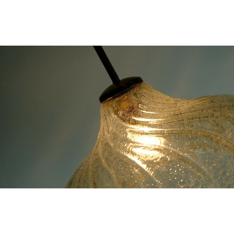 Mid century  pendant light doria-leuchten frosted glass ice glass hanging lamp 1960s