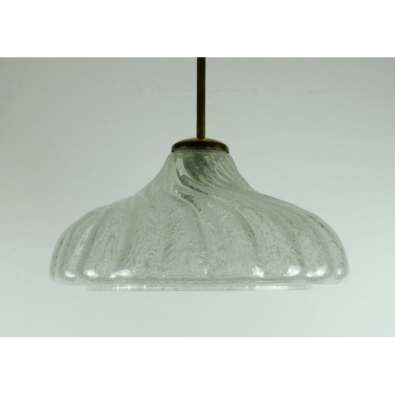 Mid century  pendant light doria-leuchten frosted glass ice glass hanging lamp 1960s