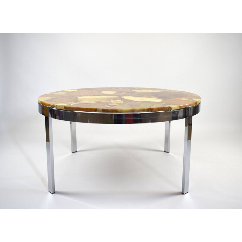 Vintage round Marble Coffee Table from 1960s 