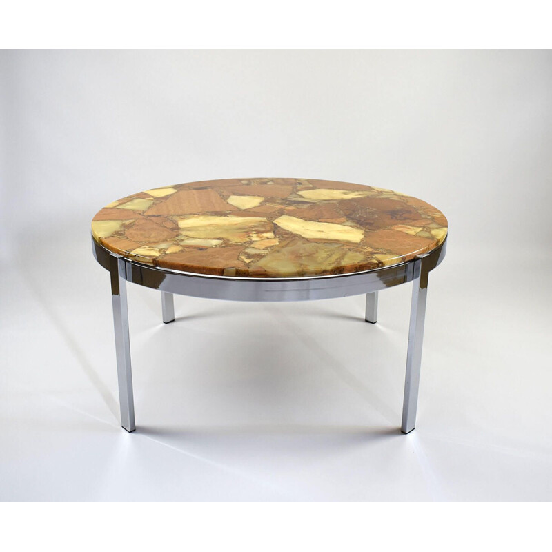 Vintage round Marble Coffee Table from 1960s 