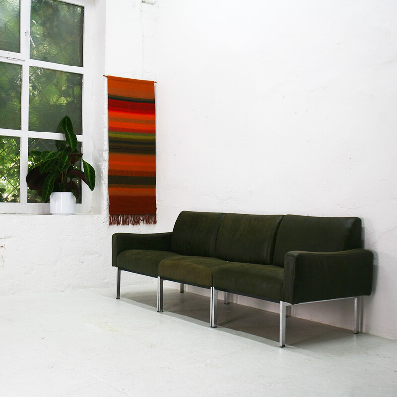 German modular greyish green 2 or 3-seater sofa - 1960s