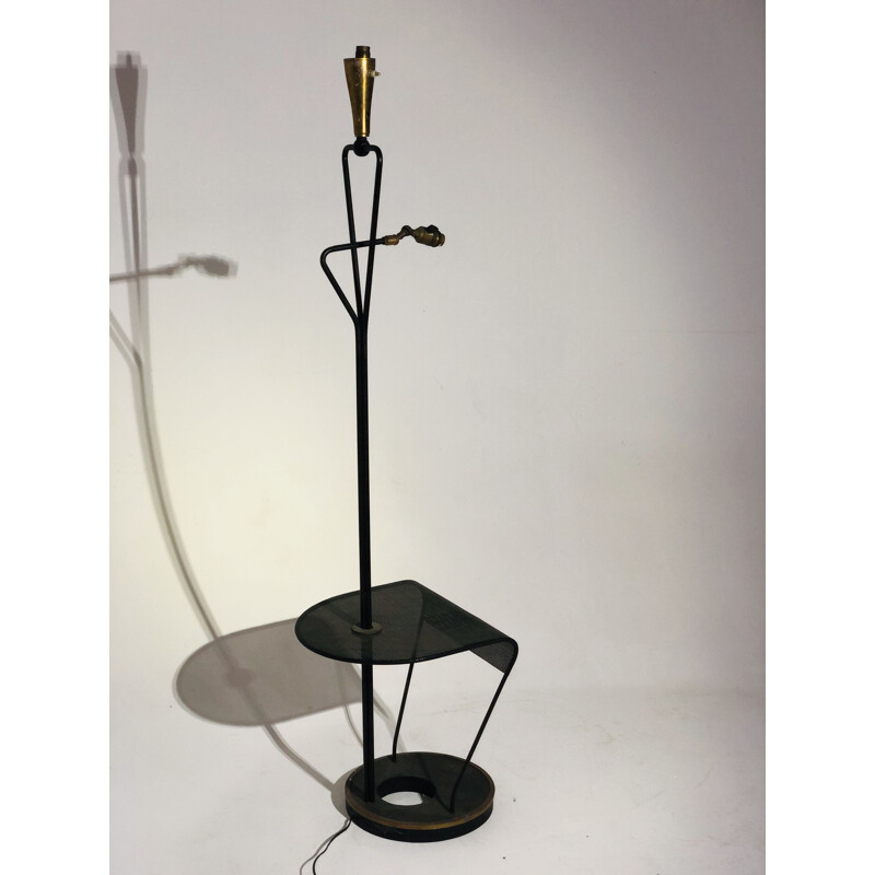 Vintage metal floor lamp with double bulb