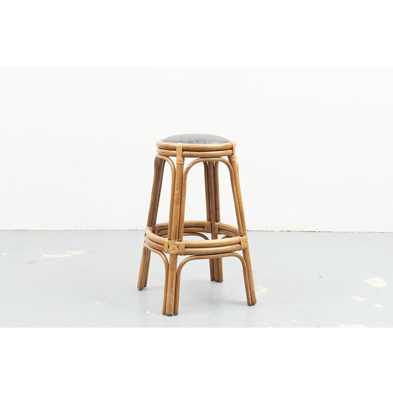 Tabouret vintage de bar en rotin