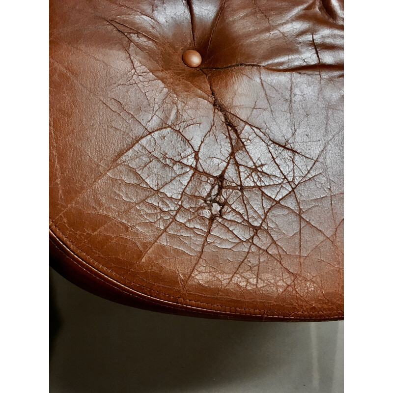 Vintage leather armchair Kofod Larsen scandinavian 1950