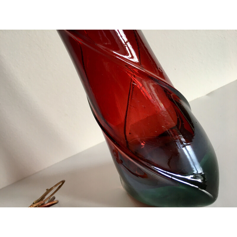 Vintage Colorful and Iridescent Blown Glass Vase 1930