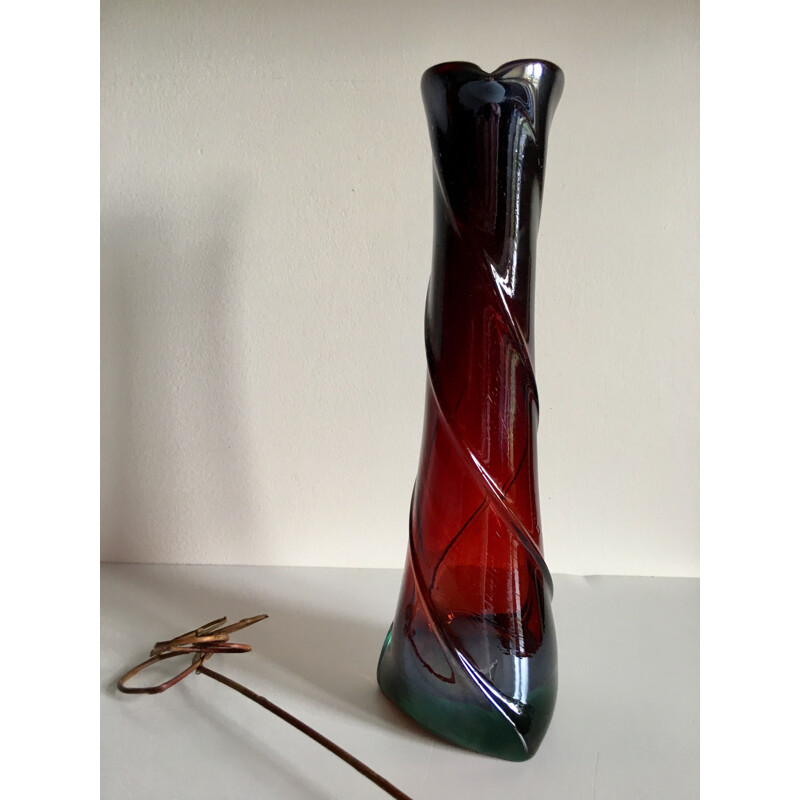 Vintage Colorful and Iridescent Blown Glass Vase 1930