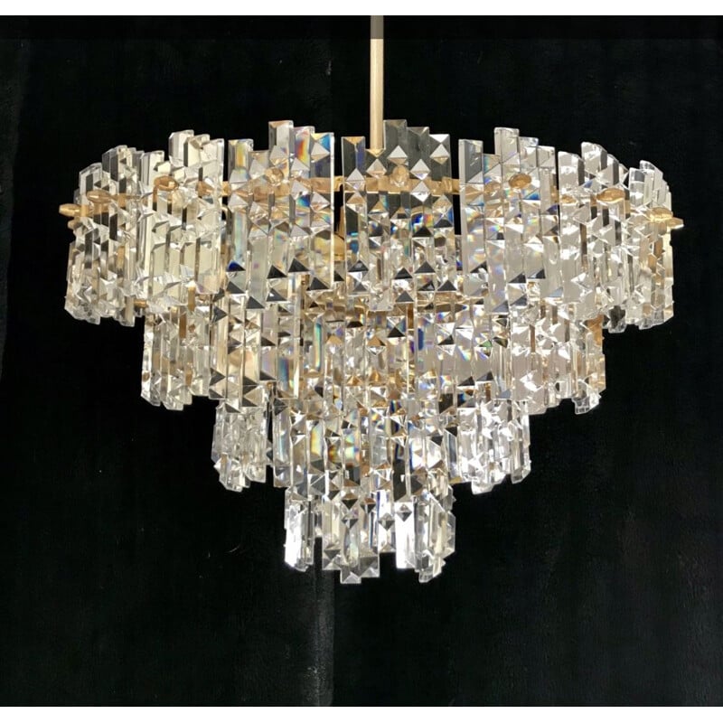 Vintage cristal chandelier Kinkeldey gilt gold structure