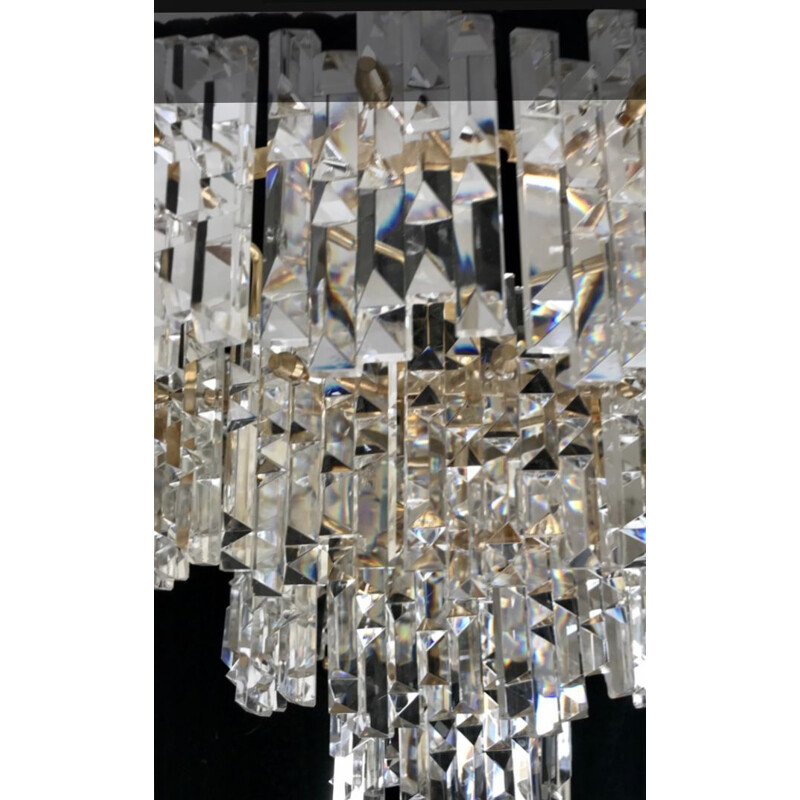 Lustre vintage en cristal Kinkeldey structure dorée en or