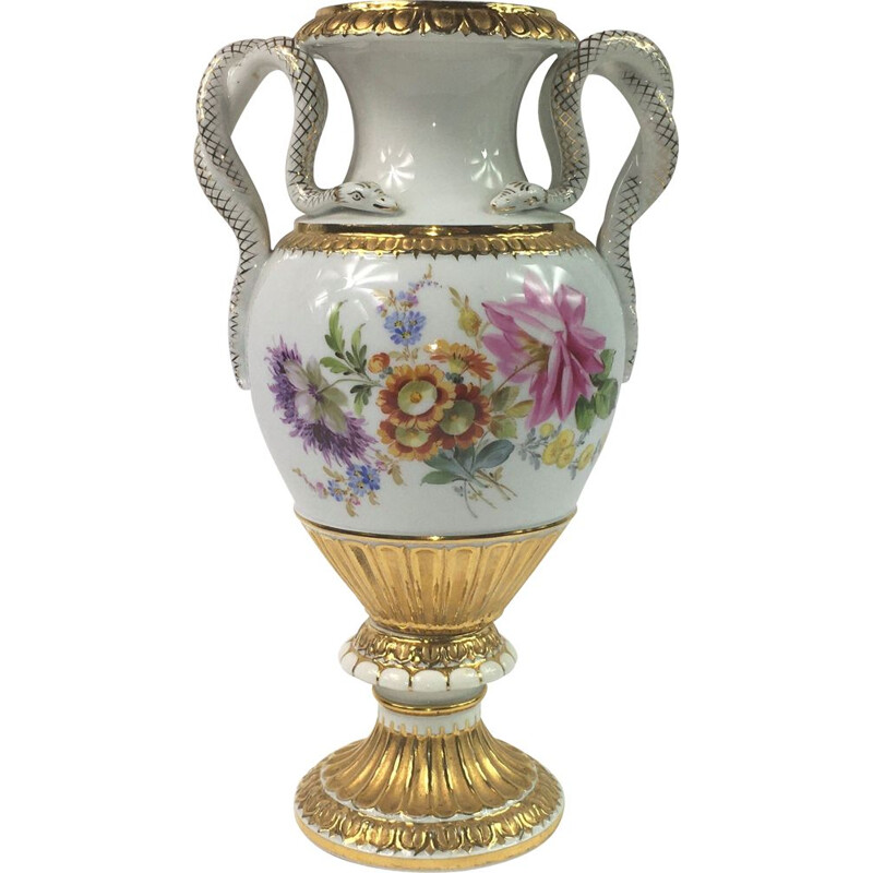 Vaso de cobra vintage de Ernst August Leuteritz para Meissen, Alemanha Século XIX