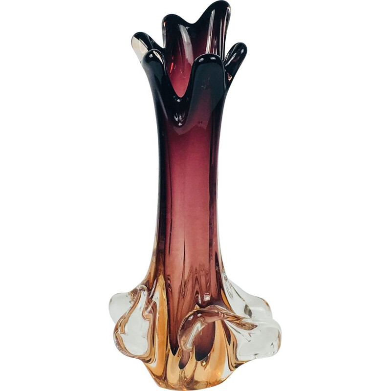 Vase Vintage en verre de Murano de Fratelli Toso 1960