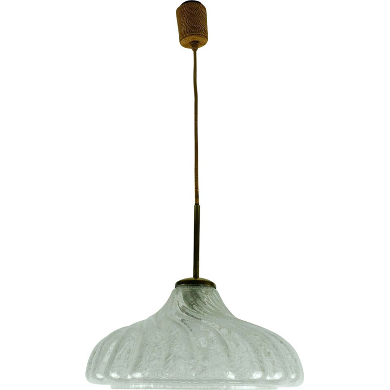 Mid century  pendant light doria-leuchten frosted glass ice glass hanging lamp 1960s