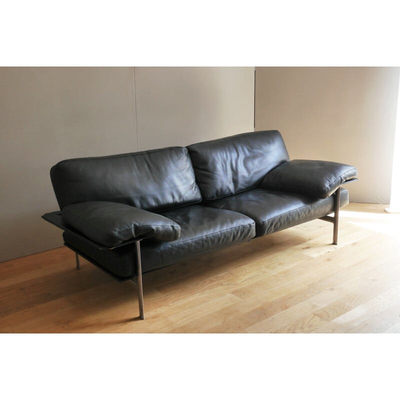 Vintage sofa Diesis B&B by Citterio black leather Italia