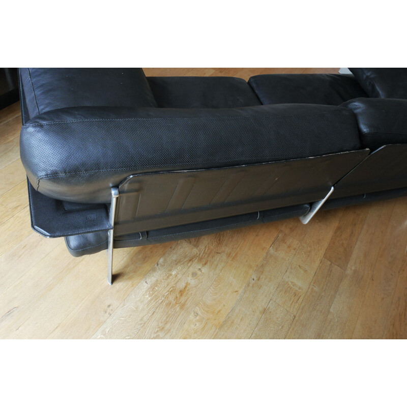 Vintage sofa Diesis B&B by Citterio black leather Italia