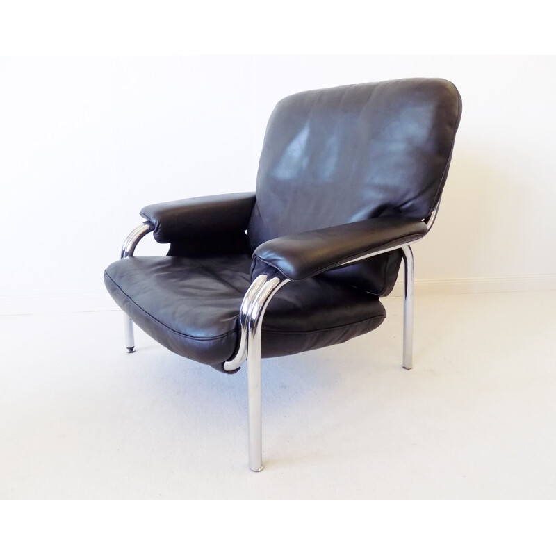 Vintage leather lounge chair De Sede Kangeroo by Hans Eichenberger Swiss 1970