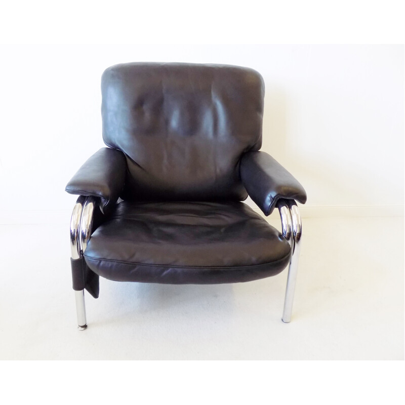 Vintage leather lounge chair De Sede Kangeroo by Hans Eichenberger Swiss 1970