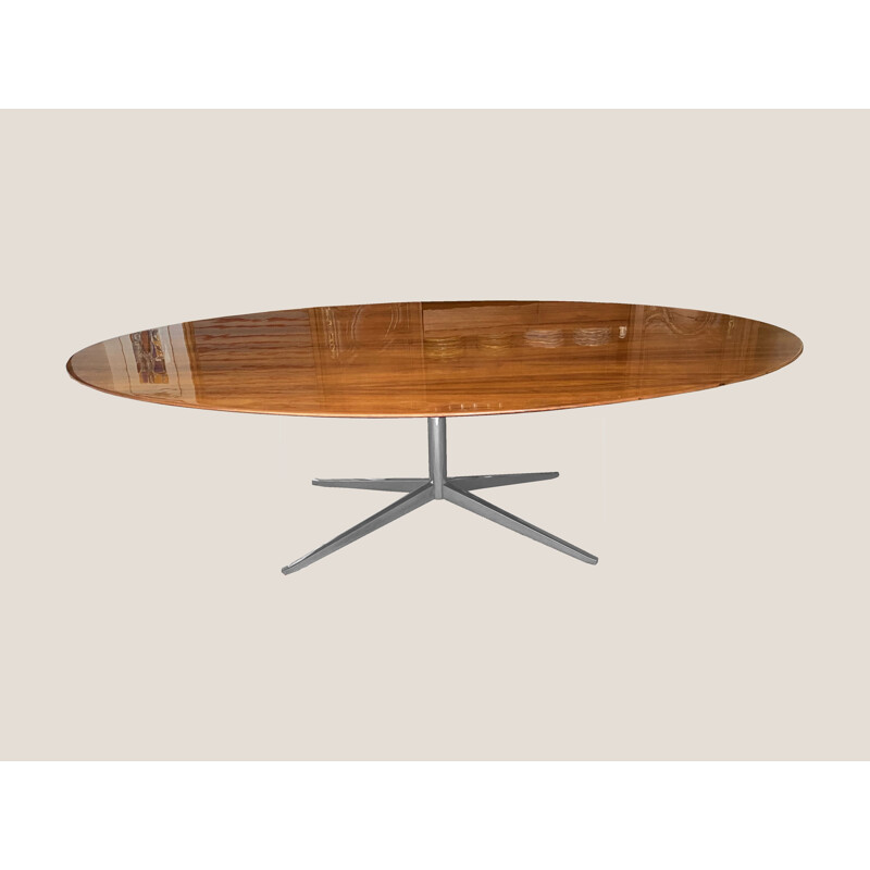 Vintage oval table Florence Knoll in American walnut 1960