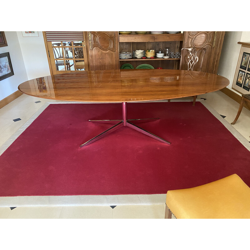 Vintage oval table Florence Knoll in American walnut 1960