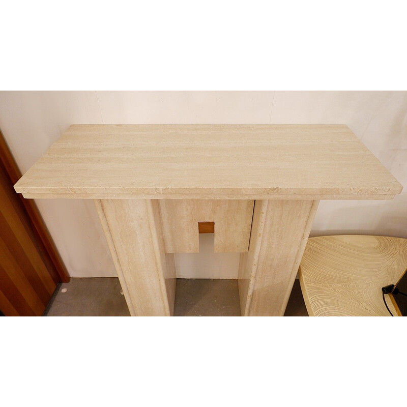 Vintage Travertine Console, 1970