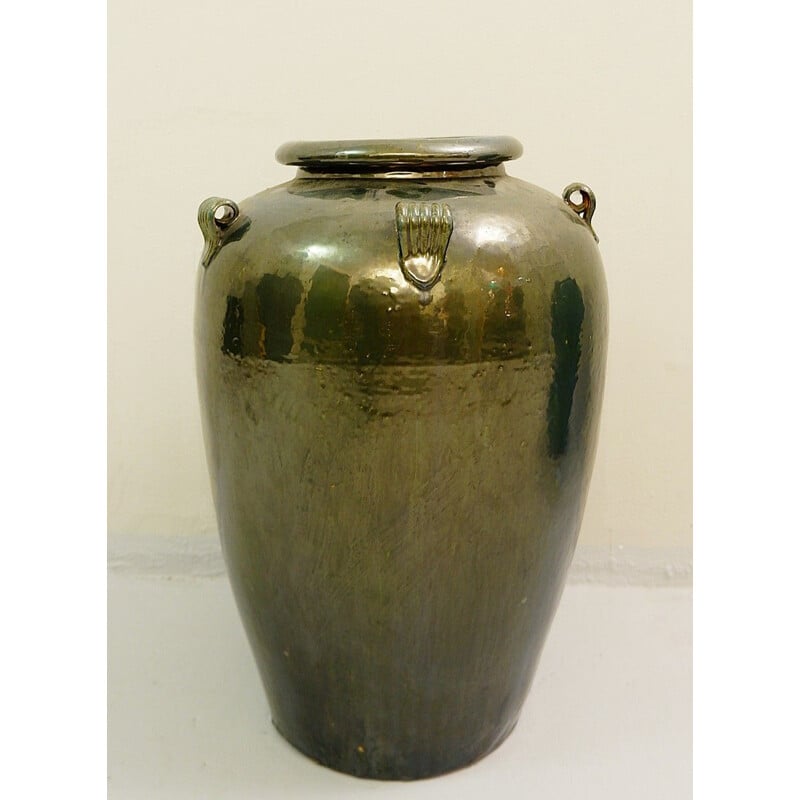 Vintage glazed earthenware jar