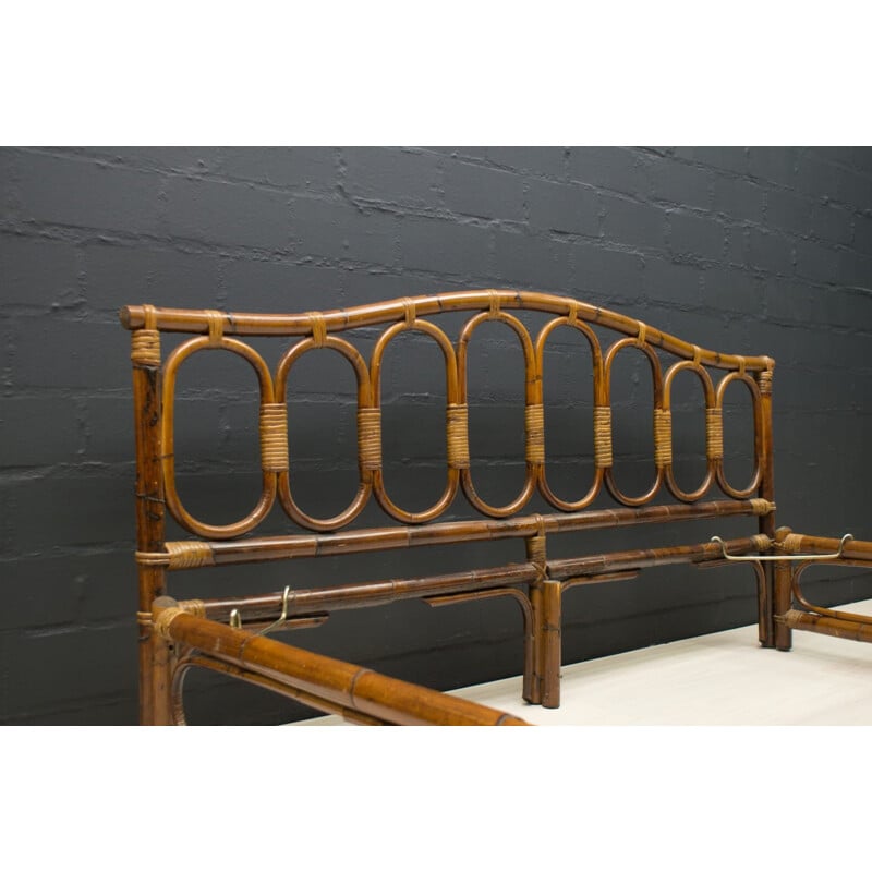 Mid Century Bamboo Double Bed, 1960s