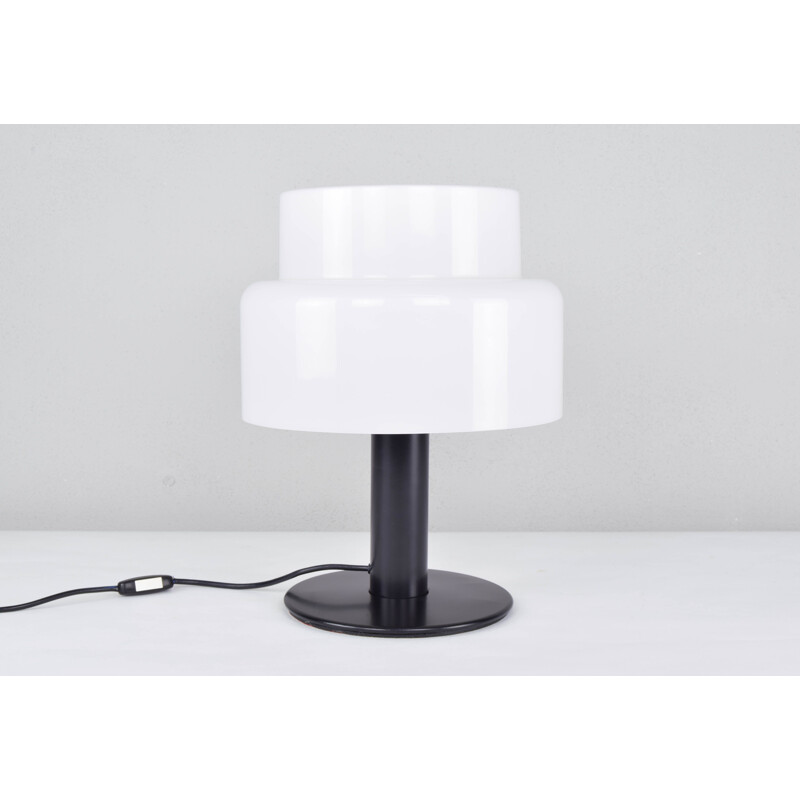 Mid Century Table Lamp, Black and White Lucite Seta Codialpo Spain 1970