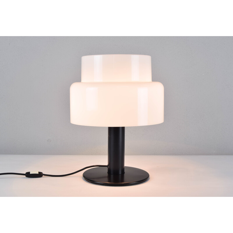 Mid Century Table Lamp, Black and White Lucite Seta Codialpo Spain 1970