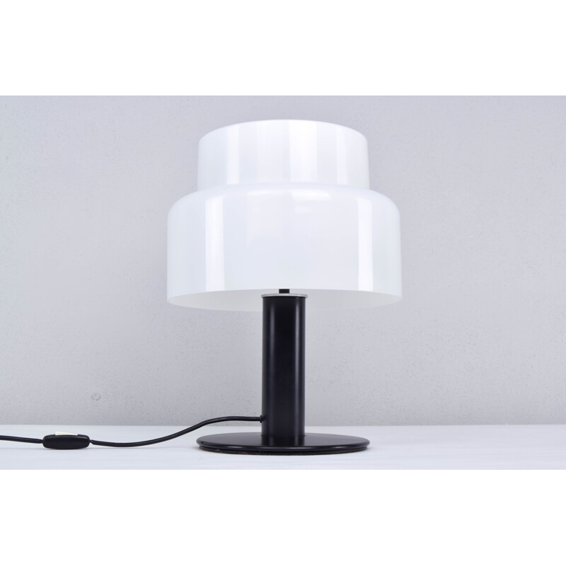 Mid Century Table Lamp, Black and White Lucite Seta Codialpo Spain 1970