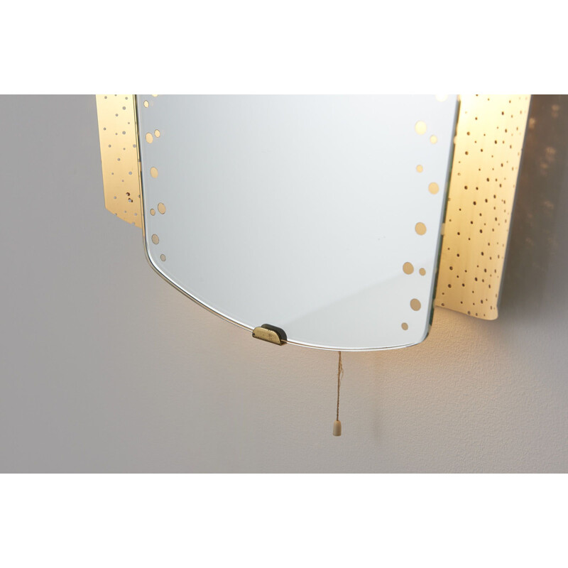 Vintage brass backlit mirror by Ernest Igl for Hillebrand Leuchten, Germany 1950