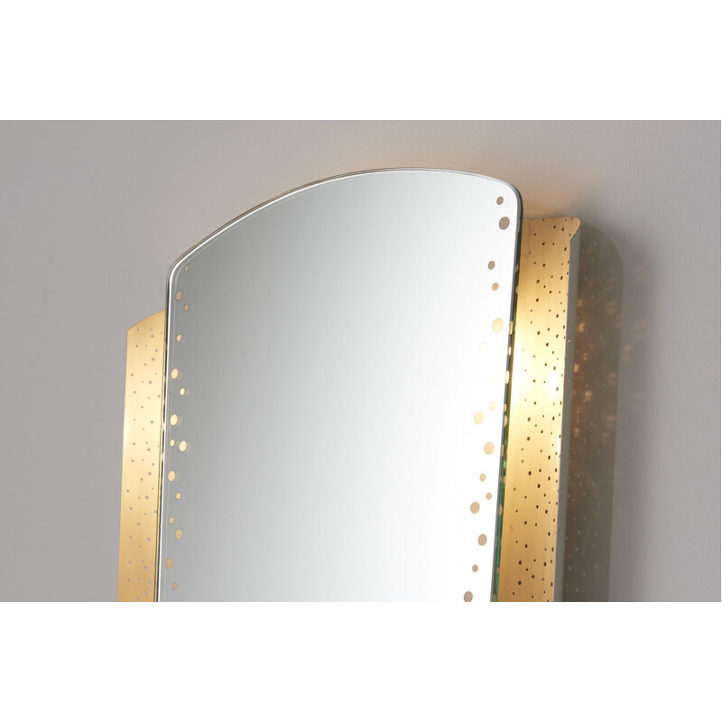 Vintage brass backlit mirror by Ernest Igl for Hillebrand Leuchten, Germany 1950