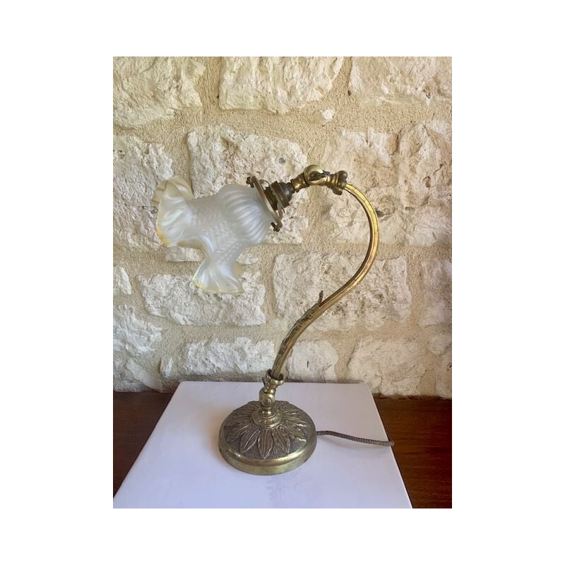 Lampe vintage Bronze et verre Art Nouveau