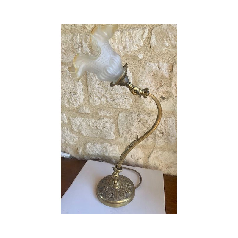 Vintage Bronze and Art Nouveau glass lamp