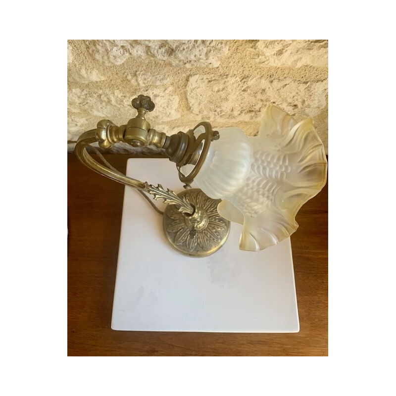 Vintage Bronze and Art Nouveau glass lamp