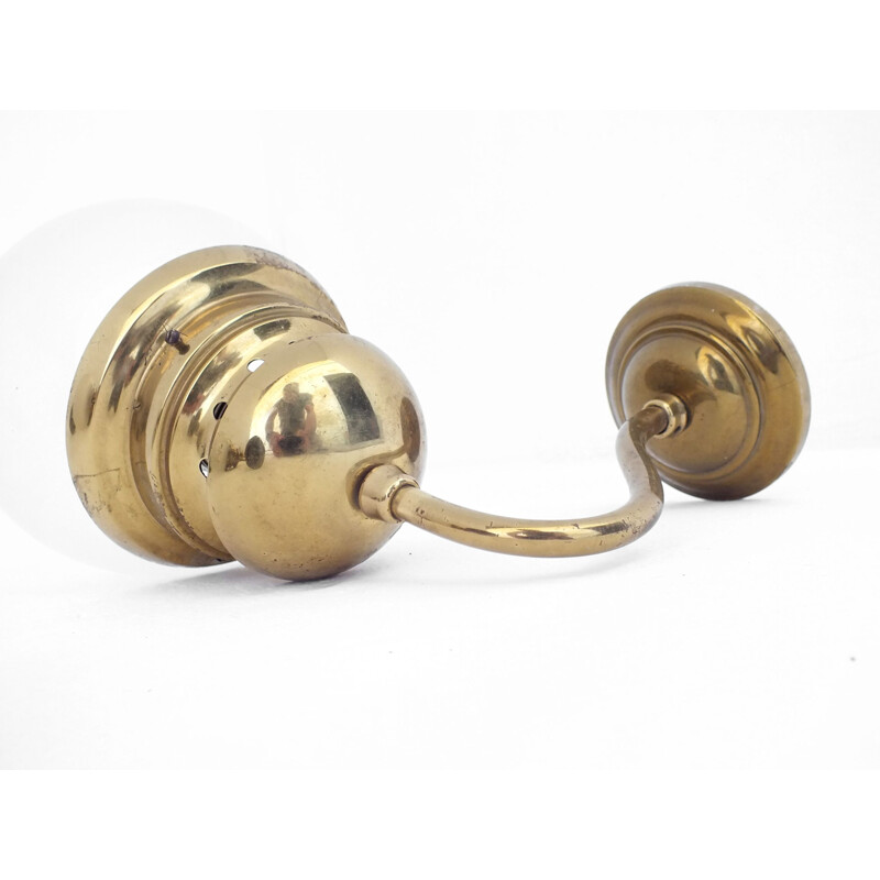 Pair of vintage brass sconces and glass globe "lp1 lampione", Italy 1954