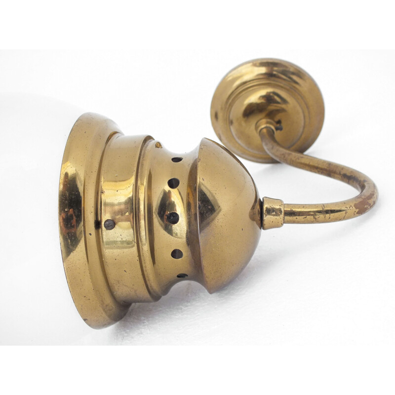 Pair of vintage brass sconces and glass globe "lp1 lampione", Italy 1954