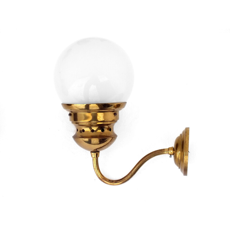 Pair of vintage brass sconces and glass globe "lp1 lampione", Italy 1954