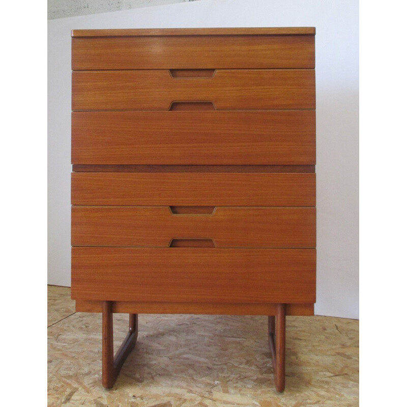 Uniflex UK chest of drawers in teak with 6 drawers, Gunther HOFFSTEAD - 1960s